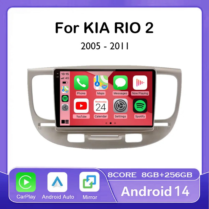 Android 14 For Kia RIO 2 RIO2 2005-2011 Car Radio Multimedia Stereo ...