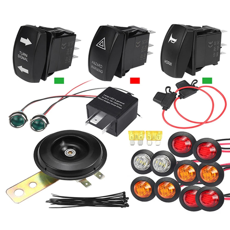 ATV UTV SXS Turn Signal Horn Kit Street Legal Kit Rocker Switch with ...