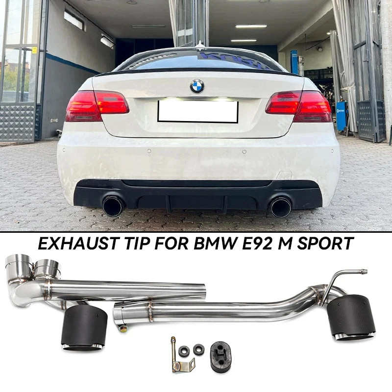 304 Stainless Steel Exhaust Pipe Double Out Car Exhaust Tip For BMW E90 ...