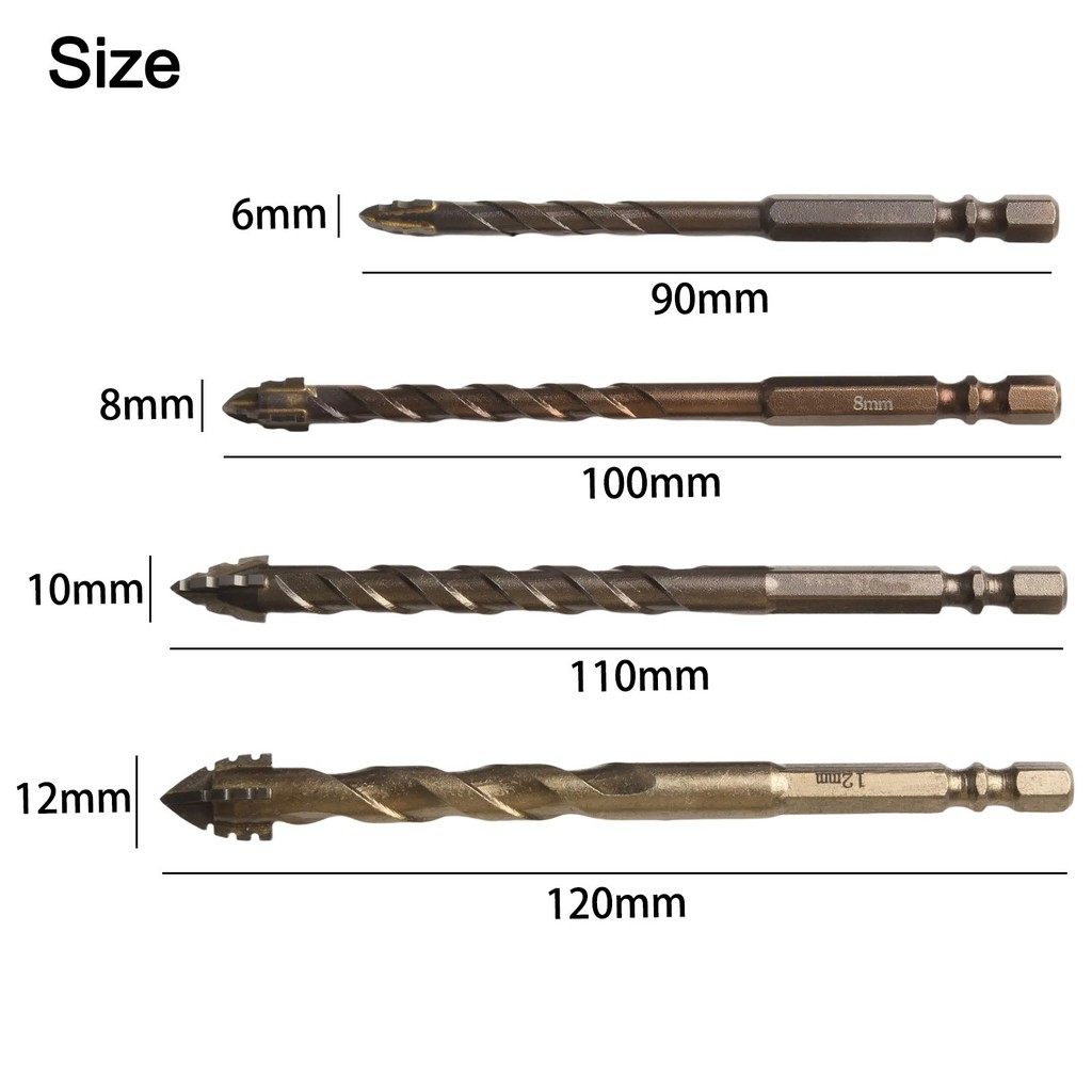 [DEARHEART] 4pcs Eccentric Drill Four-Flute Glass Tile Punching Rock ...