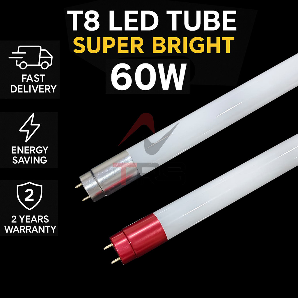 LED T8 Extra Bright 60W 4FT Light Tube Lampu Kalimantang Terang Dinding ...