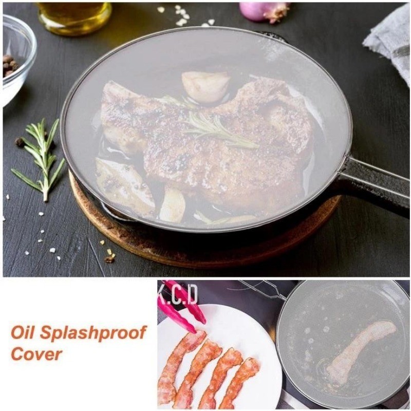 33cm Oil Splash Proof Stainless Steel and Frying Pan Lid for Oil Splash ...