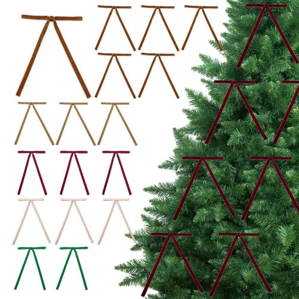 Angela.my ️ 24 Pcs Red Velvet Christmas Tree Bows Door Garland Decor ...