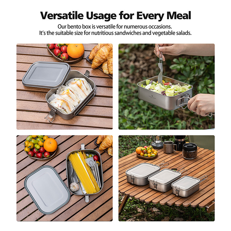 Boundless Voyage Titanium Bento with Lid & Handle Outdoor Camping ...