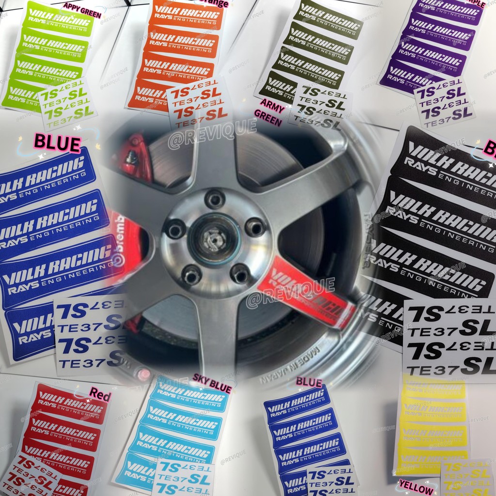 VOLK RACING Sticker TE37 SL Sport Rim Decal (1 Set / 4pcs) 10 Colors ...