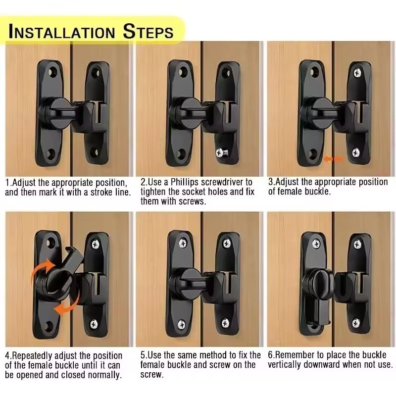 Aluminum Alloy Sliding Door Locks - 90°-180° Door Hook Latch - Window ...
