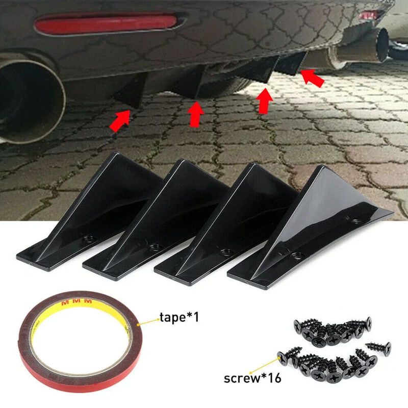 Universal Wing Shark Triangle Rear Bumper Diffuser For Audi A3 A4 B6 B8 ...
