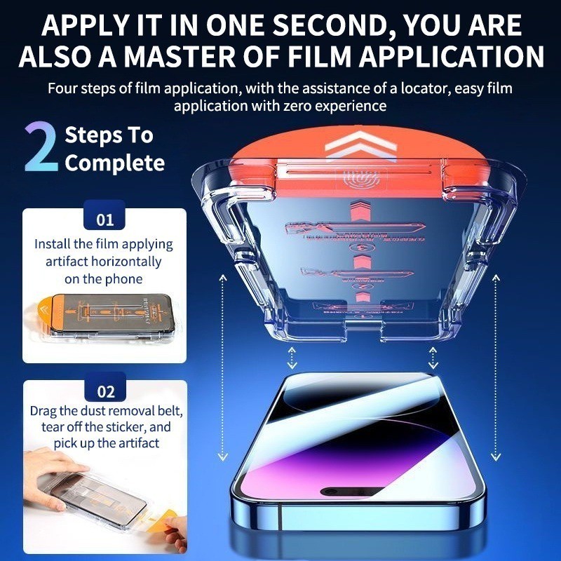 One-click Screen Protector For iPhone Air 17 16 15 14 13 12 11 Pro Max ...
