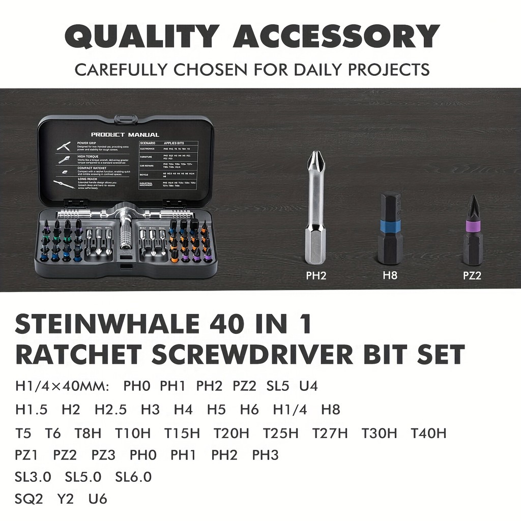 [fast delivery]40 in 1 Ratchet Screwdriver Set, S2 Steel Head, Magnetic ...