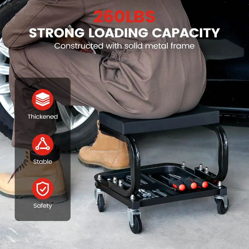 Mechanic Stool 120kg Load Rolling Pneumatic Creeper Garage/Shop Seat ...
