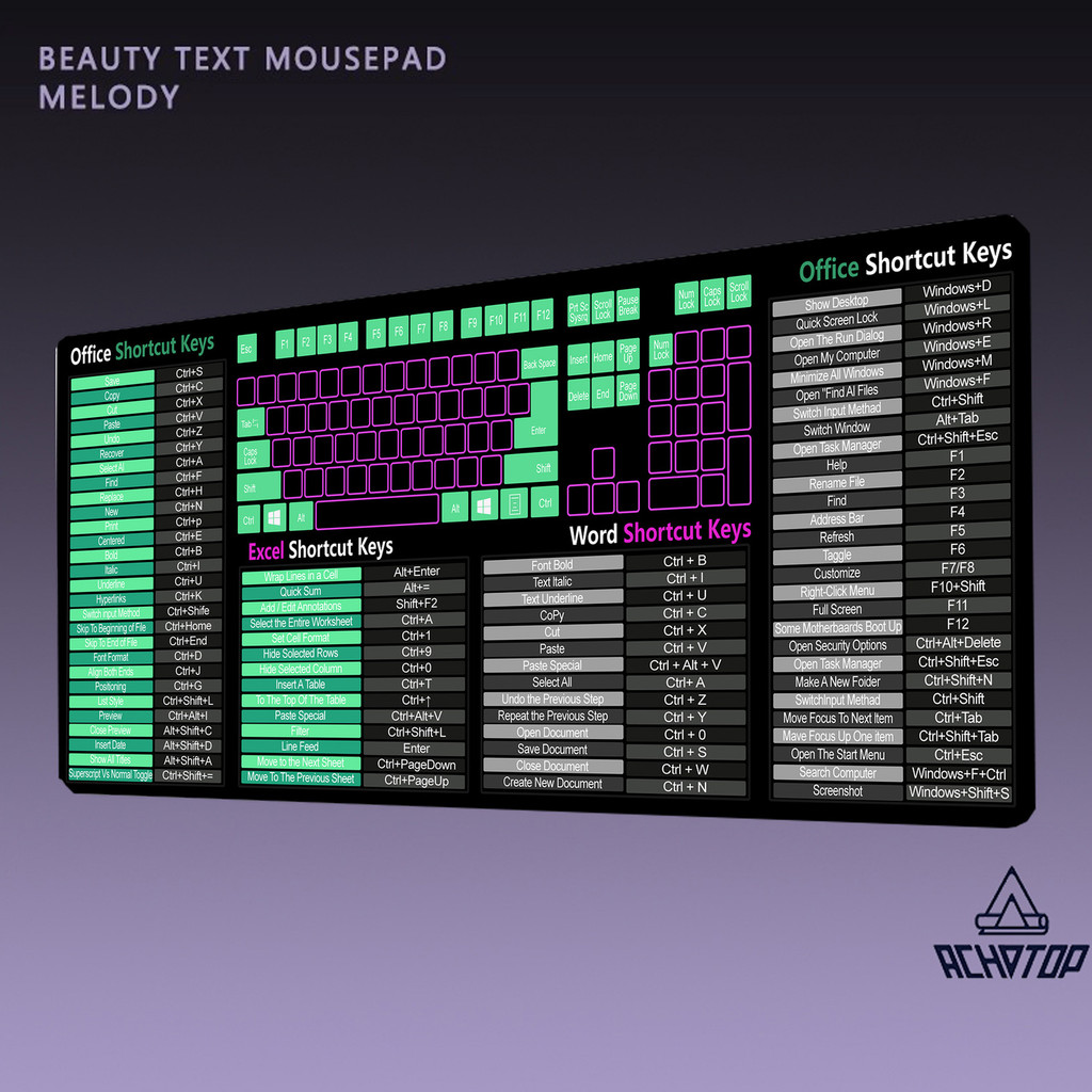 Office Shortcuts Mouse Pad Commands Large Extended Windows Linux Office ...