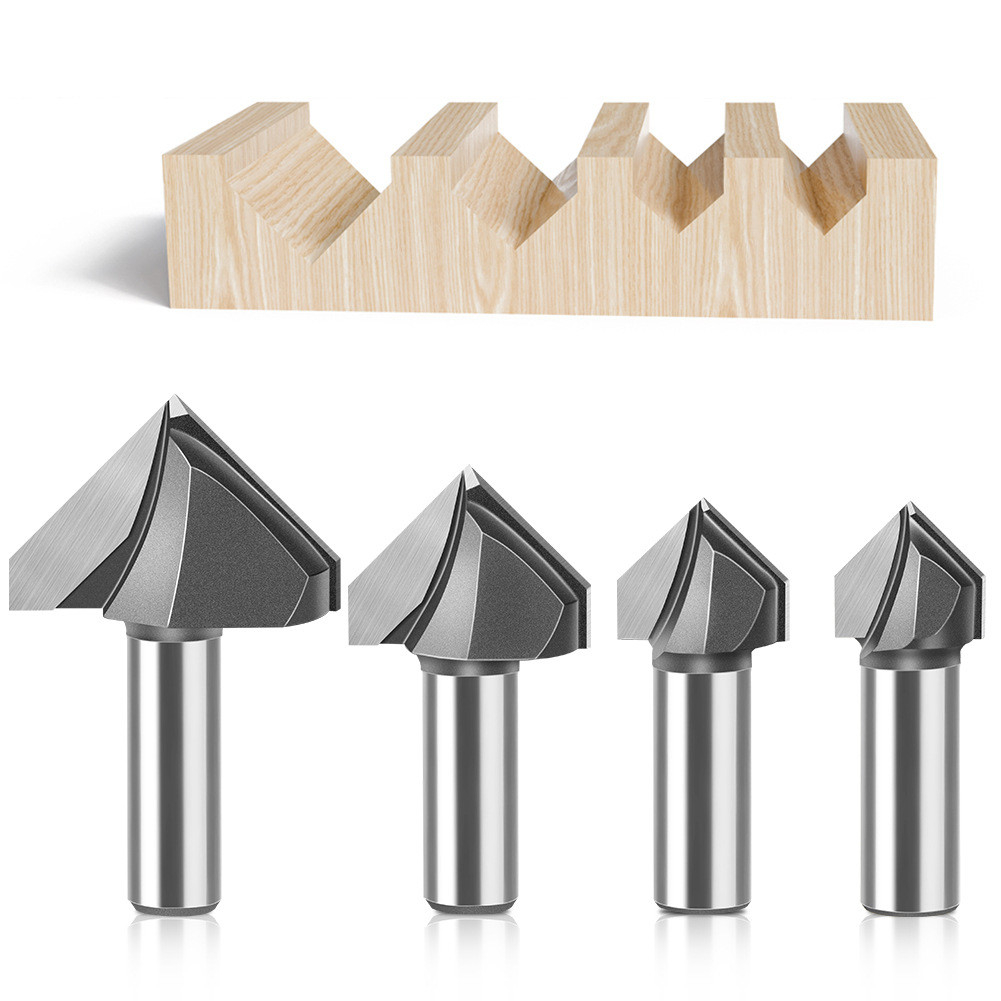 90 Degree V Groove Router Bit, 6mm and 12mm Shank Options, Tungsten ...