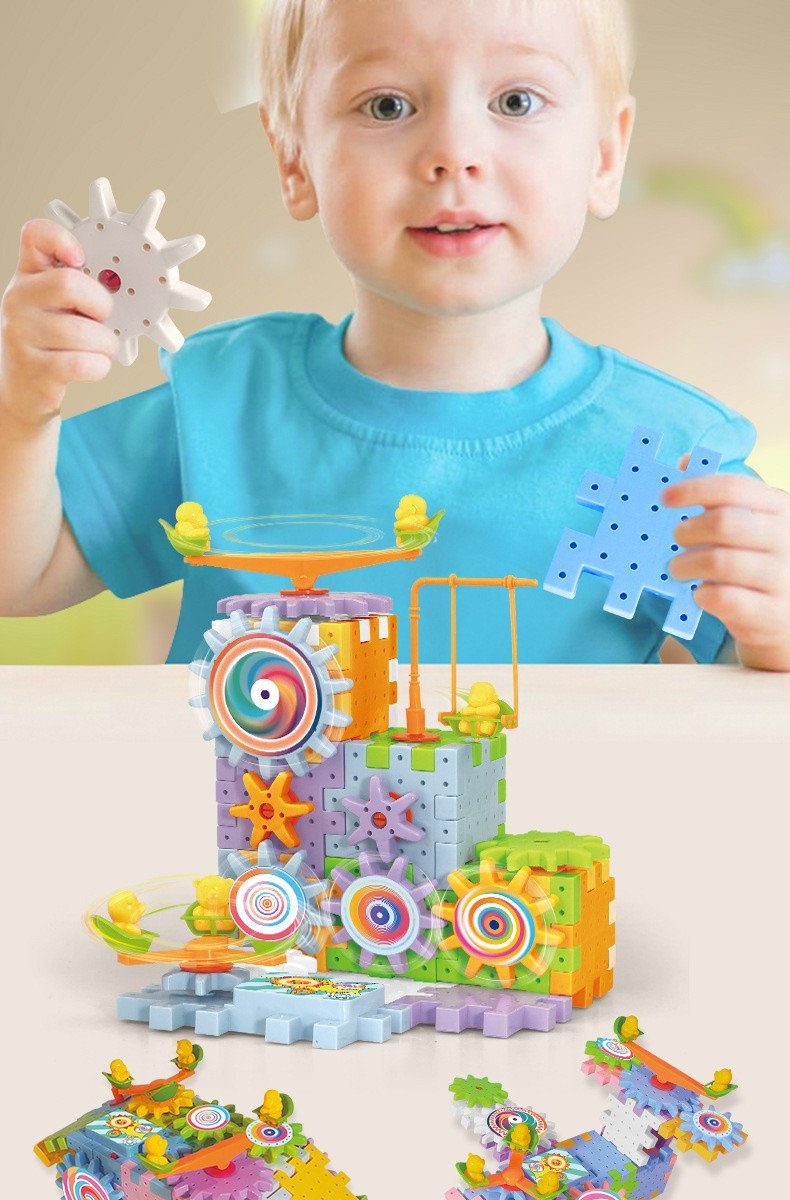 Kids Electric Gear Building Toy Set Motorized Spinning Gears Set Gear ...