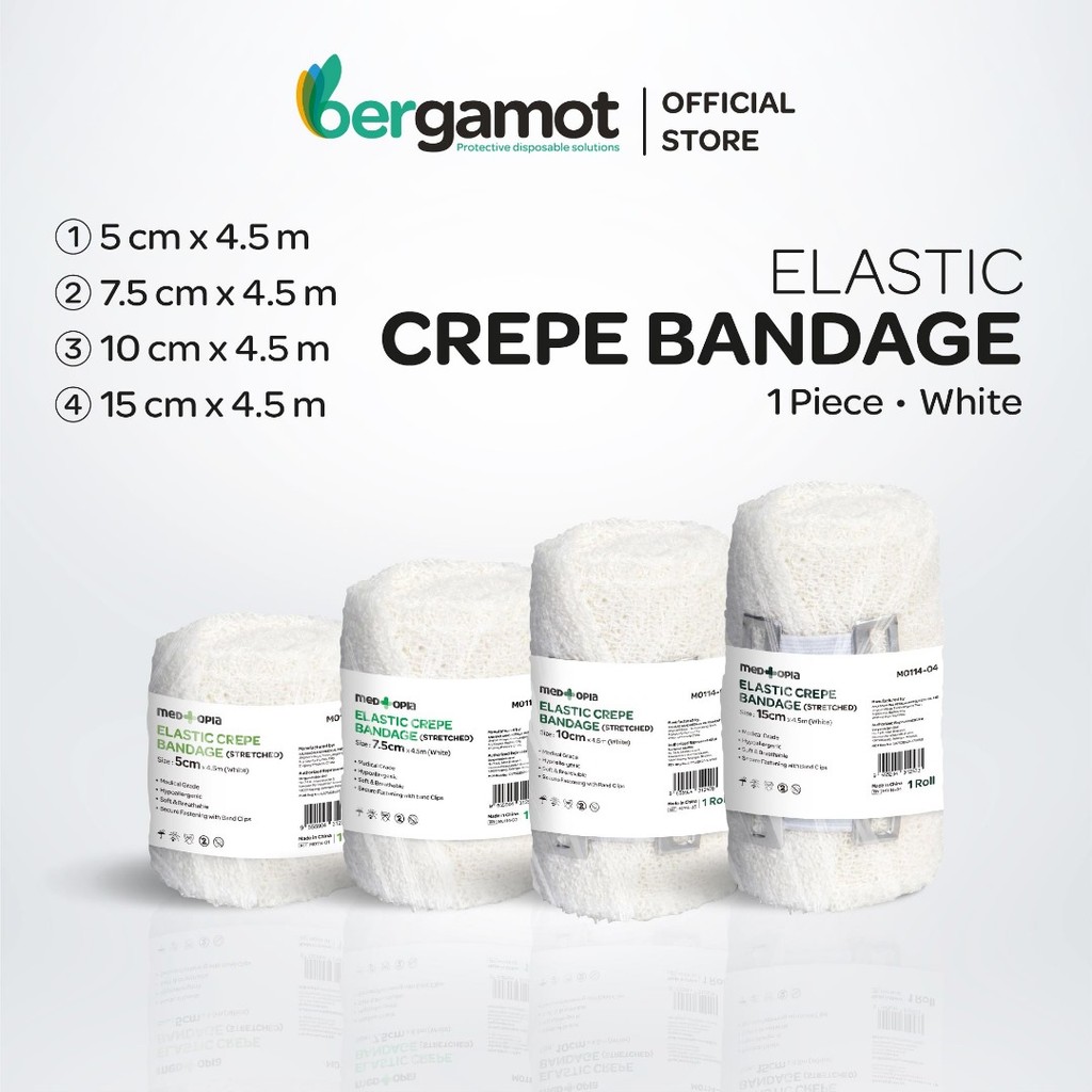 Medtopia First Aid Bandage | Elastic White Crepe Bandage 4.5M - 1 Roll ...