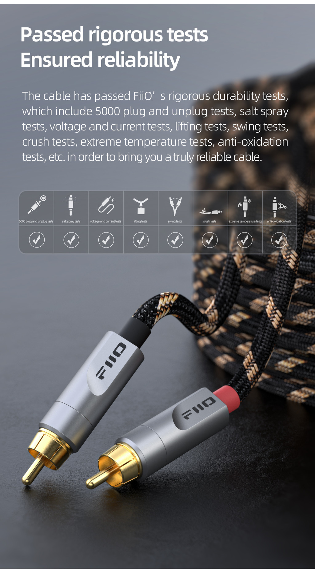 FiiO LR-RCA4, Dual RCA Audio Cable: 5N Silver-plated Pure Copper Analog ...
