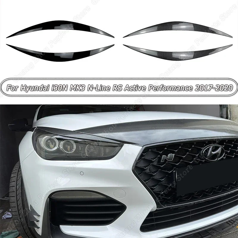 2Pcs Headlight Eyebrows Eyelid Sticker Gloss Black/Carbon Look For ...