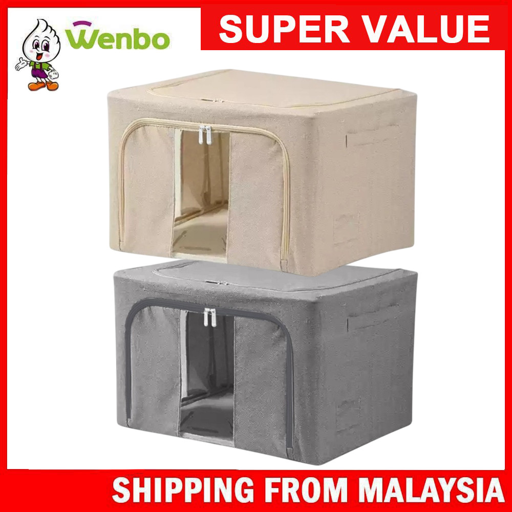 Wenbo Large Capacity Cotton Linen Storage Box With Steel Frame And ...