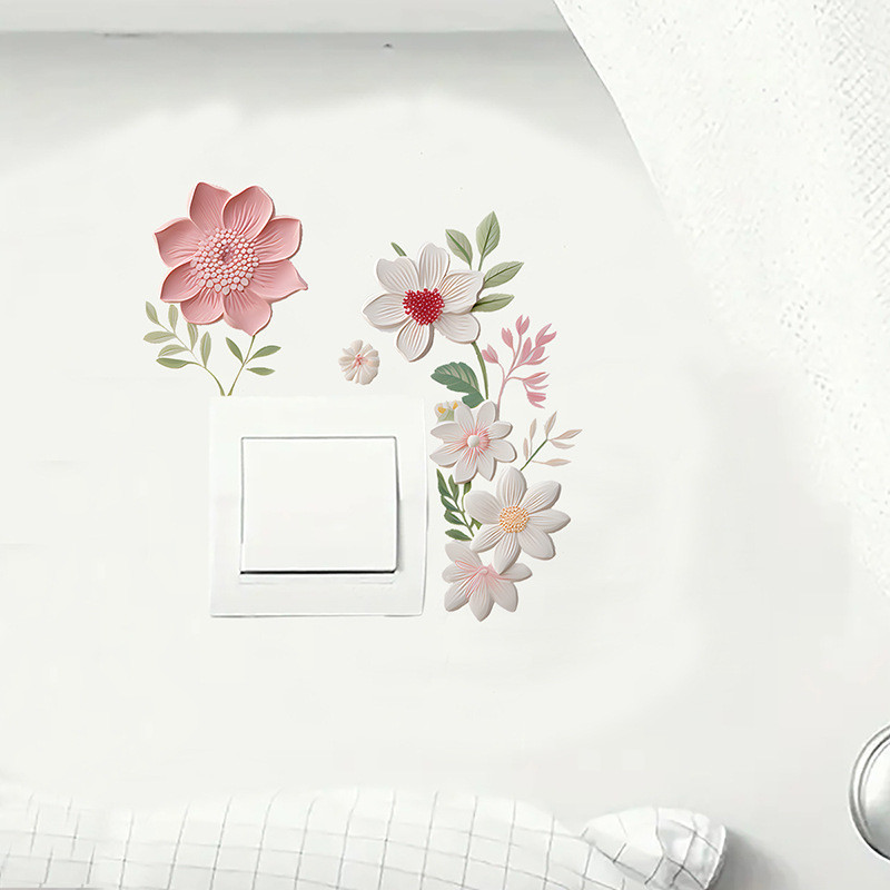 Small Fresh Flower Switch Sticker Living Room Entrance Home Decoration ...