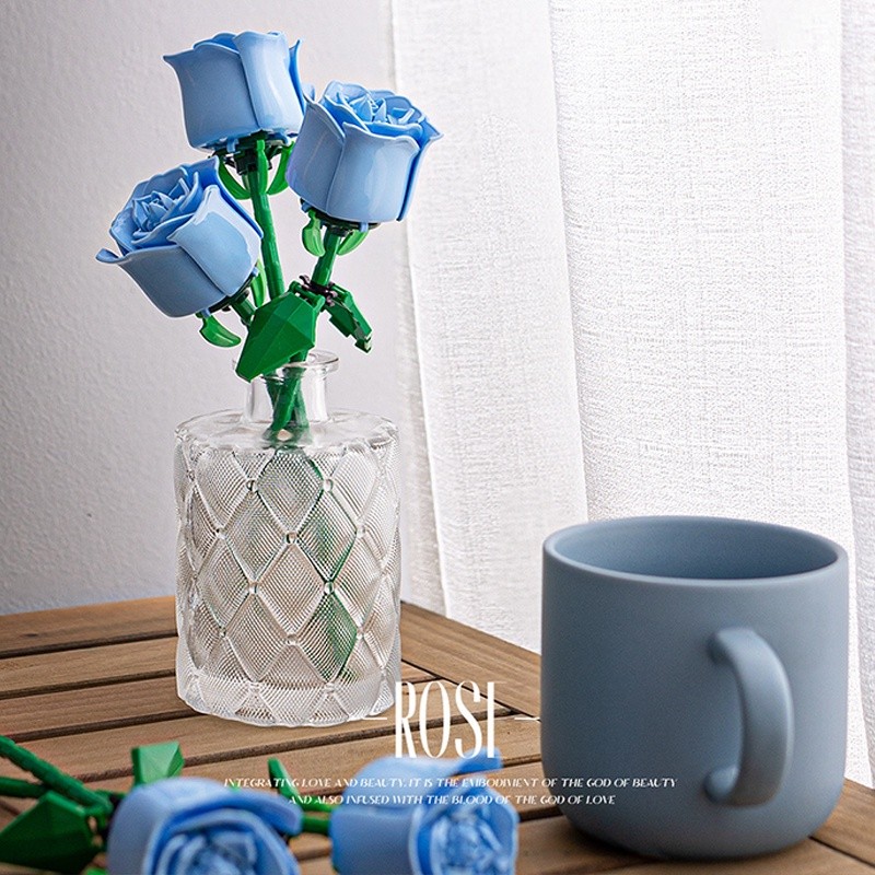 Rose block brick flower brick building block Kids Toys DIY Small ...