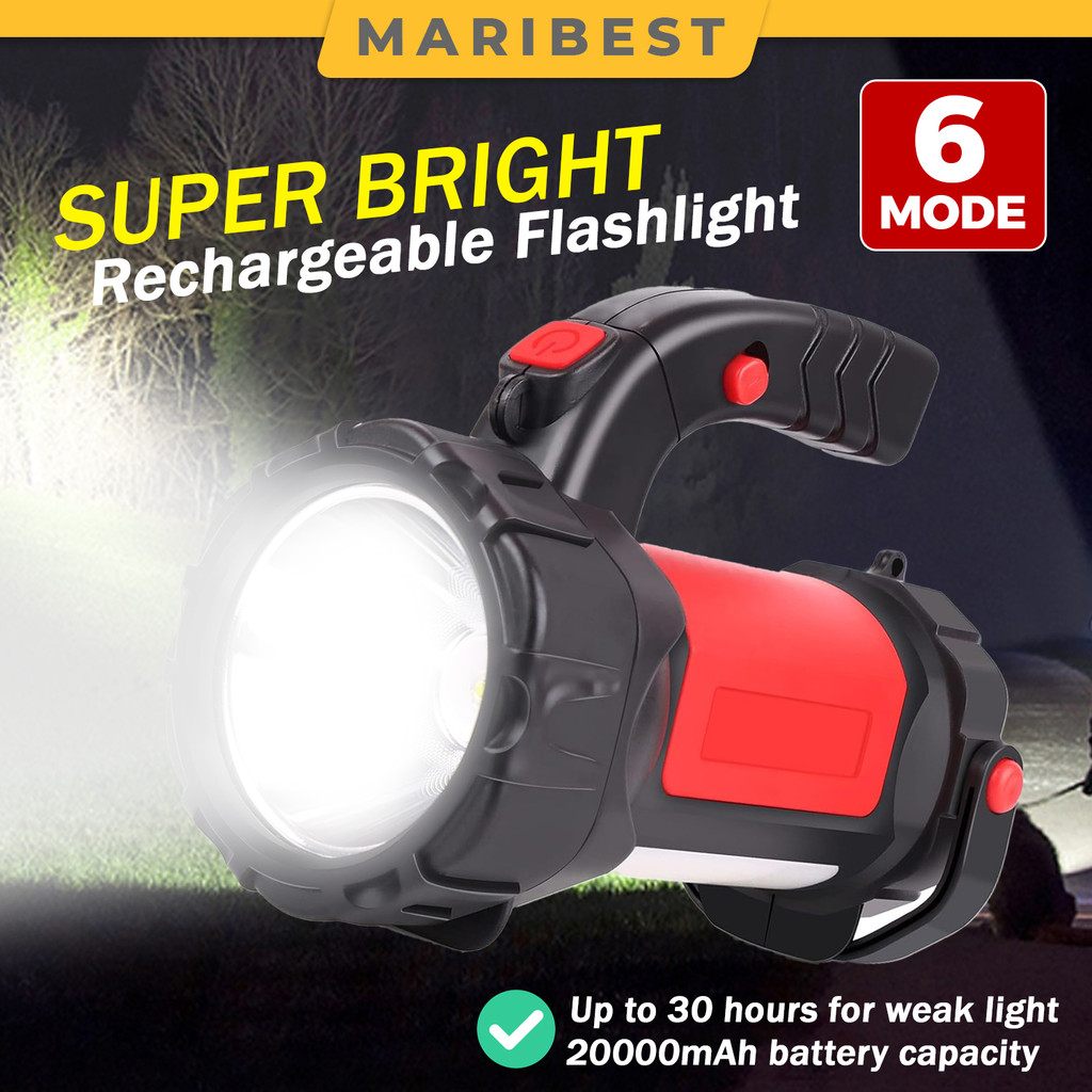 T-80 Multi-Function LED 6 Mode Rechargeable Flashlight Searchlight ...