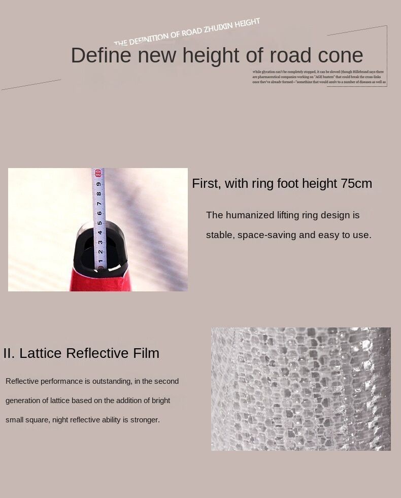 Safety Barrier Cone 60/70cm High Rubber Road Cone Reflective Cone Ice ...