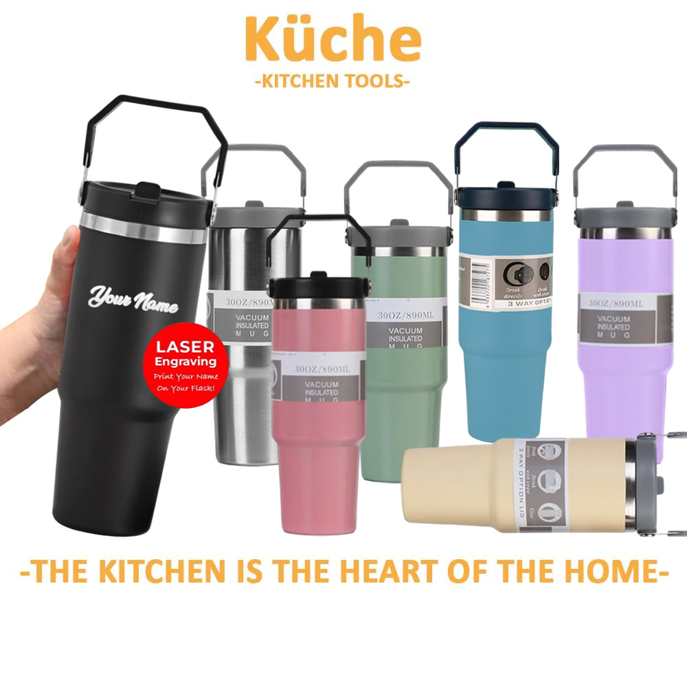 KUCHE Handle Tumbler 304 Stainless Steel Handheld Thermos Cup Mug Water ...