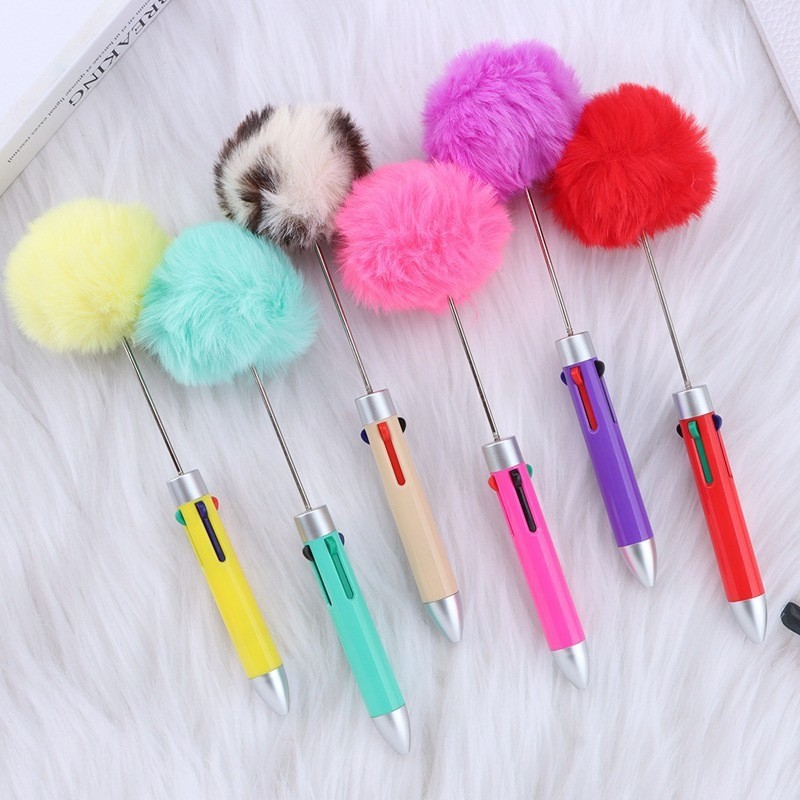 Downy Hair Ball 1pc DIY Bead Pen Black/Blue/Red/Green 4 colors Ink 0 ...