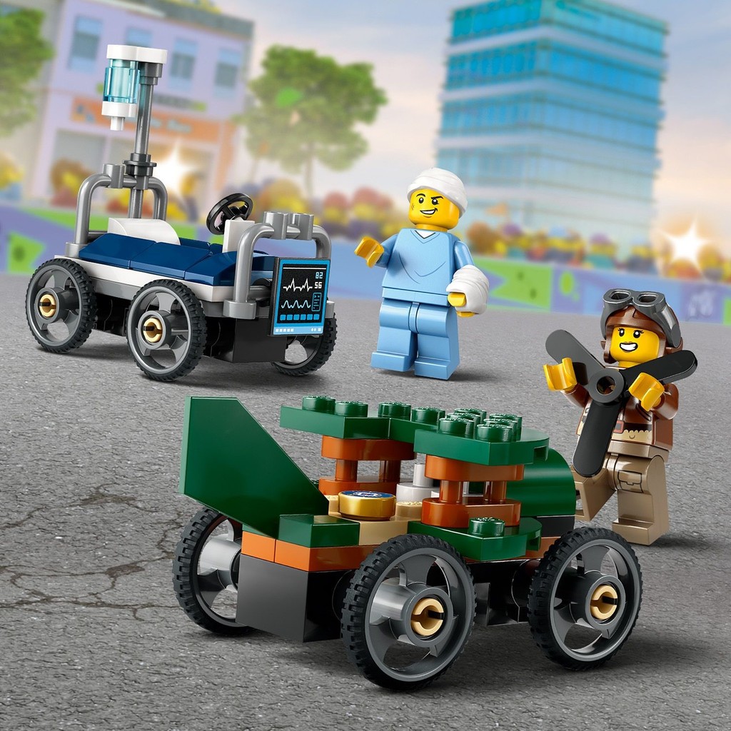 LEGO 60459 City Airplane vs. Hospital Bed Race Car Pack Building Toy ...