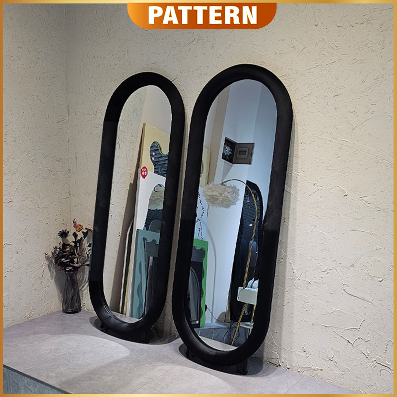 PATTERN Nordic Velvet Fabric Oval Mirror Full Length Cloud Mirror Ins ...