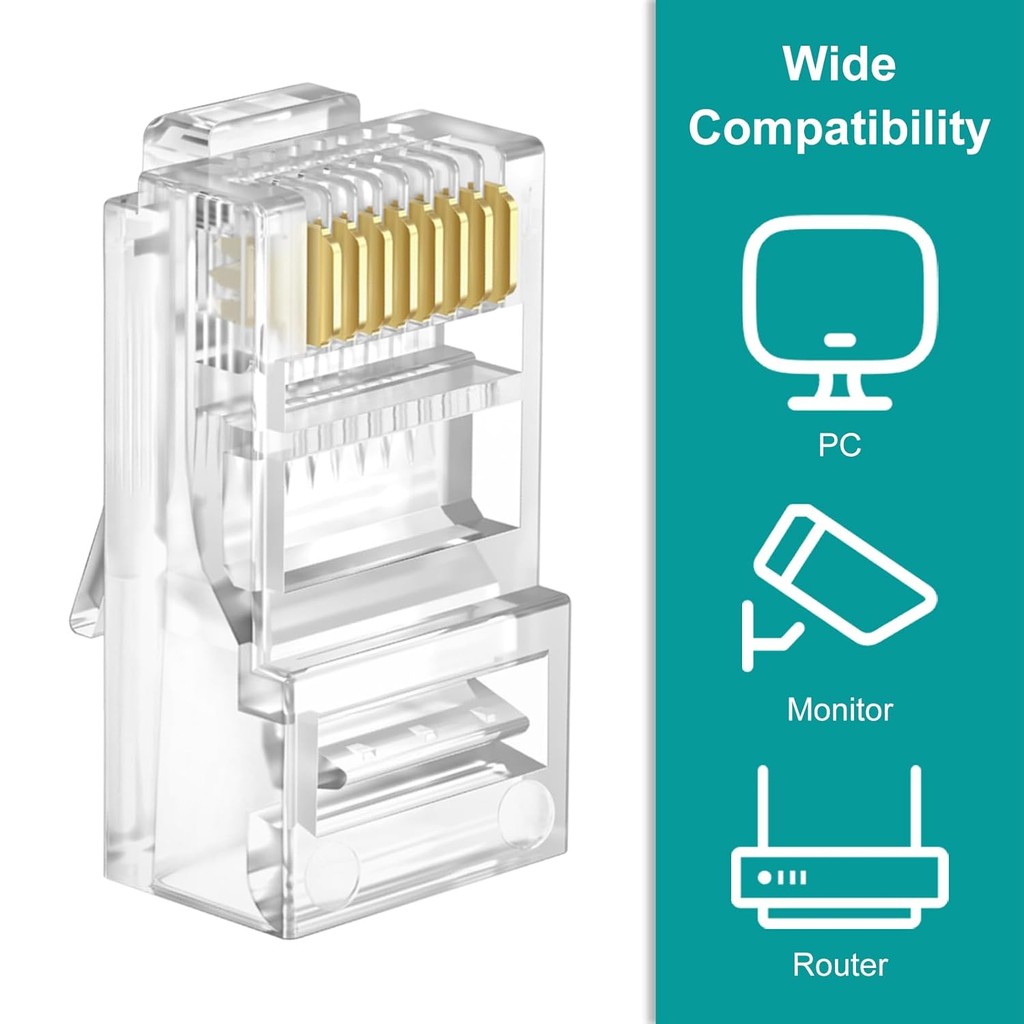 UTP RJ45 Connectors, Cat6 RJ45 Pass Through Plugs 50-Pack, Cat6 RJ45 ...