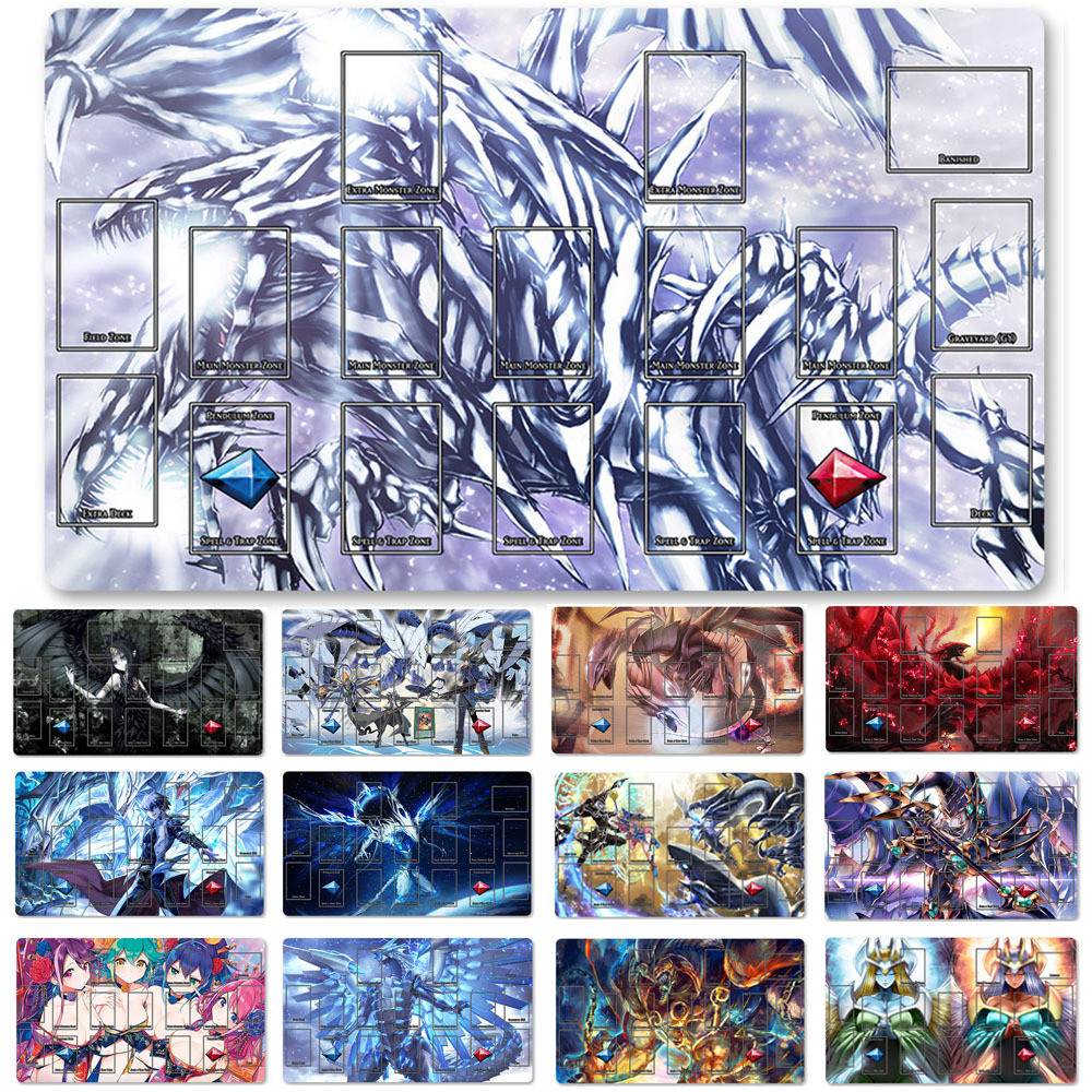 NEW Yu-Gi-Oh! Playmat - Blue-Eyes White Dragon & Dark Magician TCG/CCG Game Mat 24x14 Inches