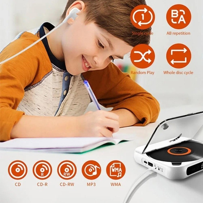 Compatible CD Player LCD Screen Car CD Player A-B Repeat 1200 MAh ...