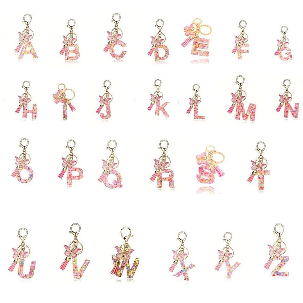 A-Z Initial Keychain letter Personalized alphabet keychain Butterfly ...