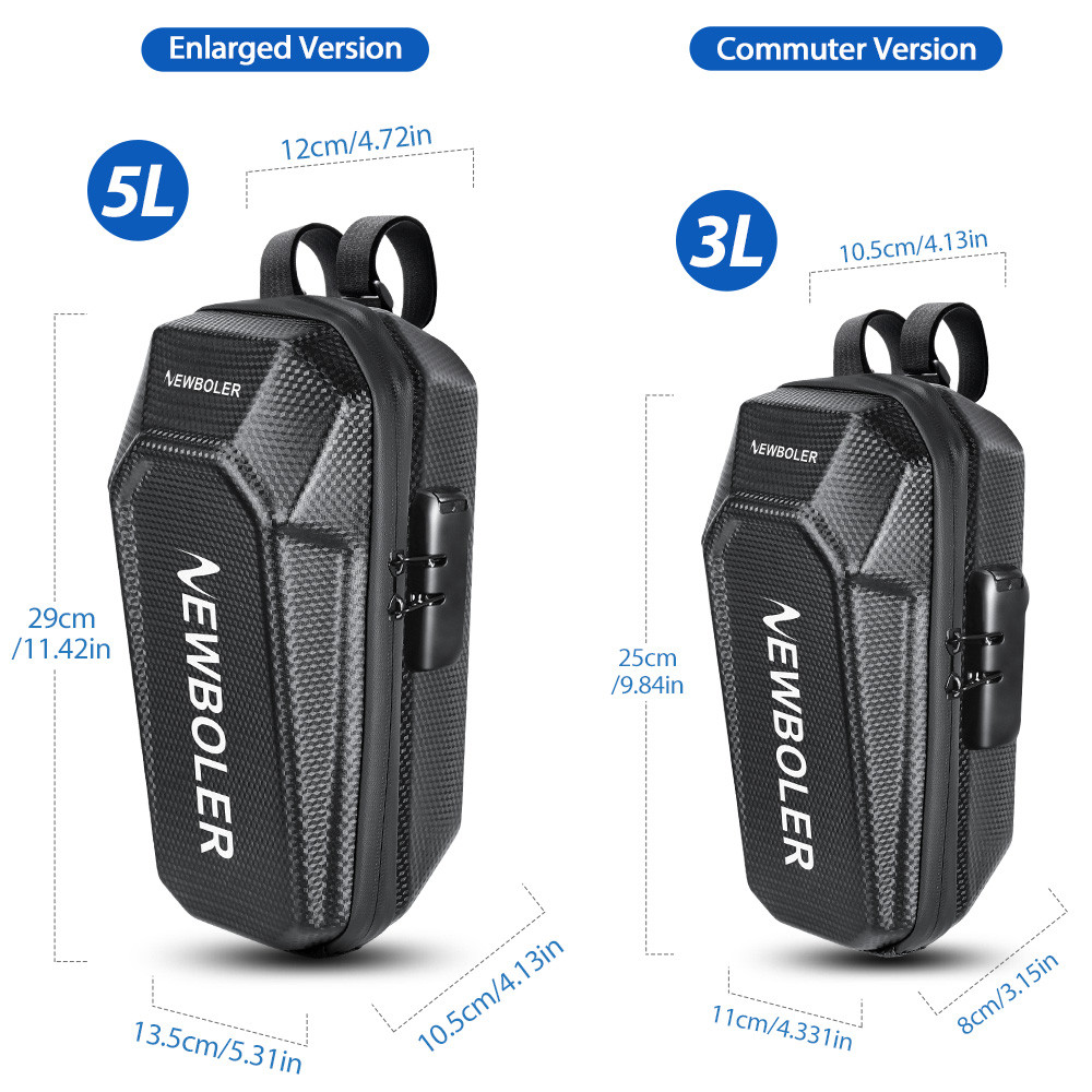 NEWBOLER 3L/5L Combination Lock Bike Bag Hard Shell Waterproof Front ...