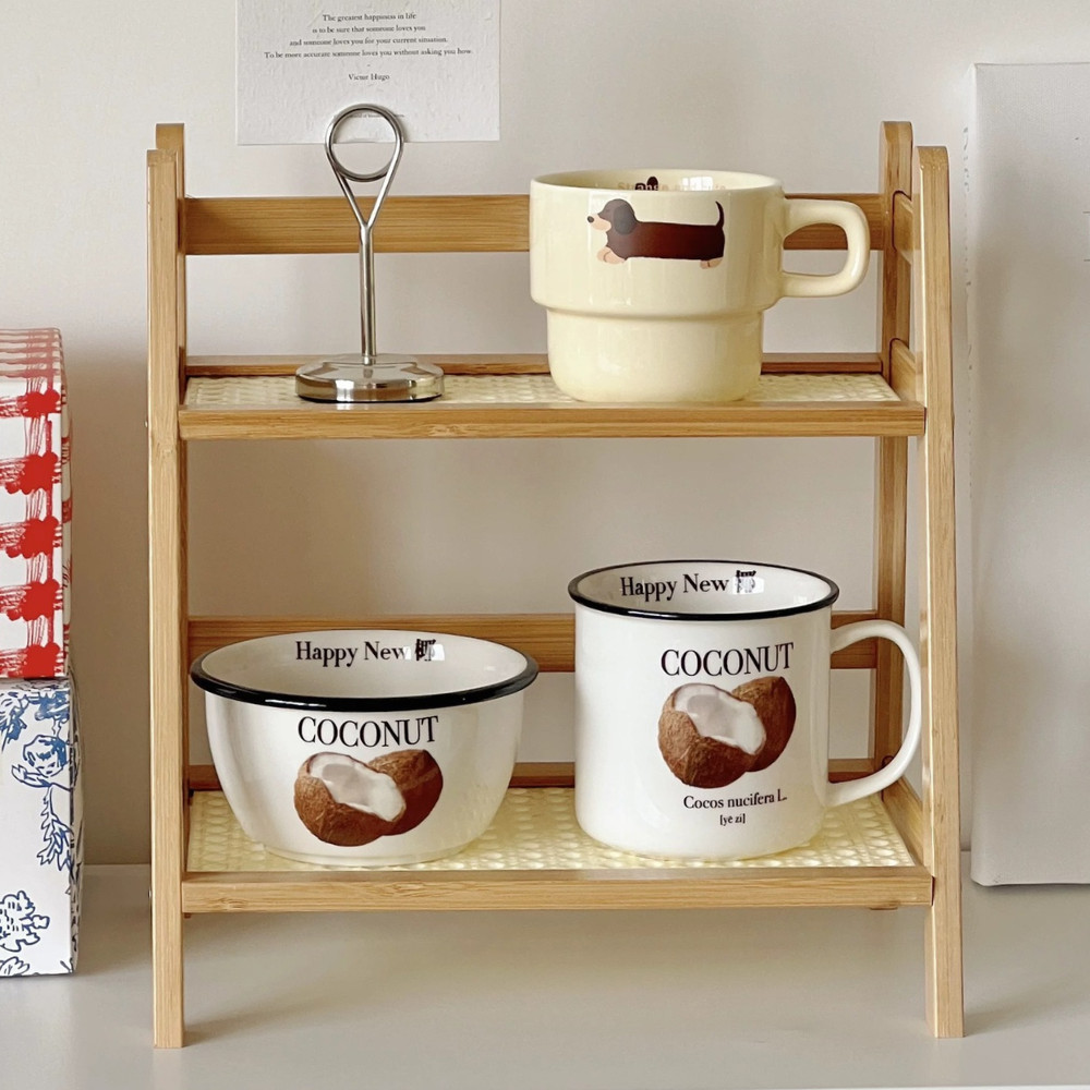Japan Style Two-Tier Wooden Kitchen Storage Rack Table Rack Spice Cup ...