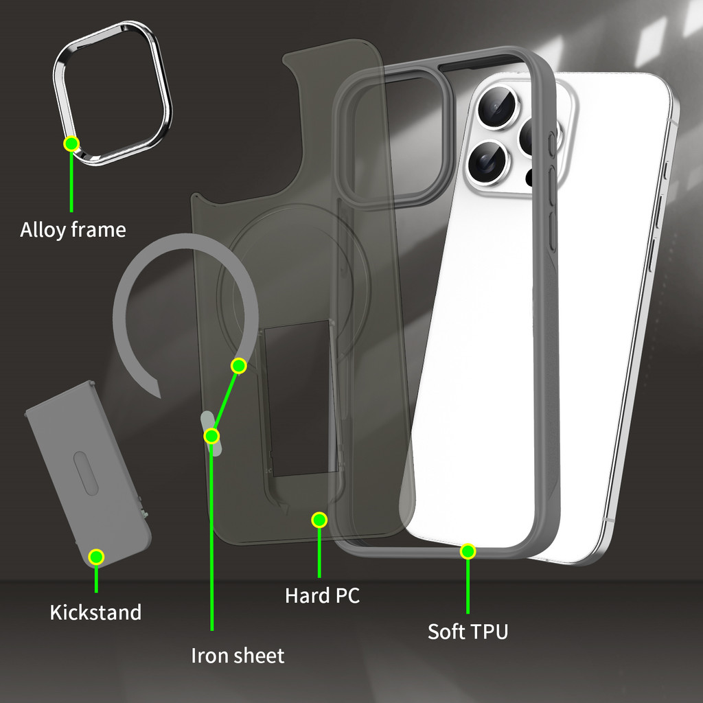 Luxury Multifunctional Magnetic Holder Phone Case For iPhone 16 15 Pro ...