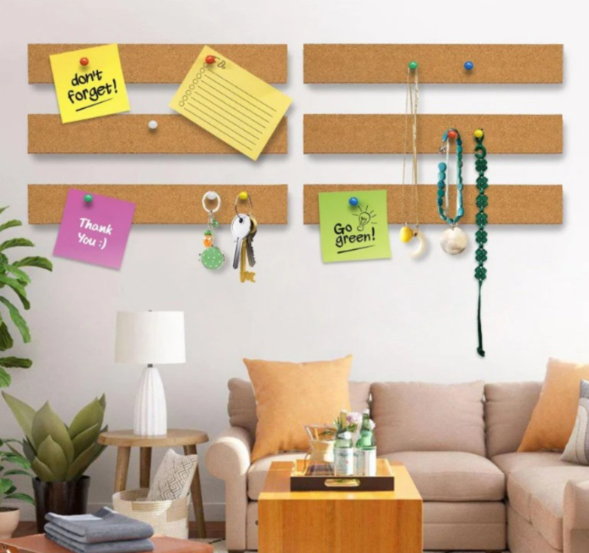 Self-Adhesive Cork Board - Jewelry Hanging Thumbtacks Board - Bulletin ...