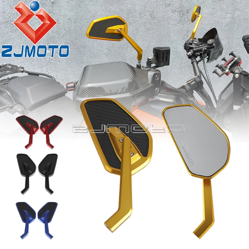CNC Aluminum & Carbon Fiber Mirrors Motorcycle Rearview Side Mirror For ...