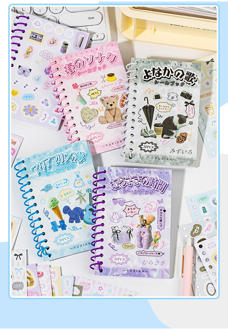 Mr. Paper 30 sheets/book Coated paper sticker book Korean bow bear ...