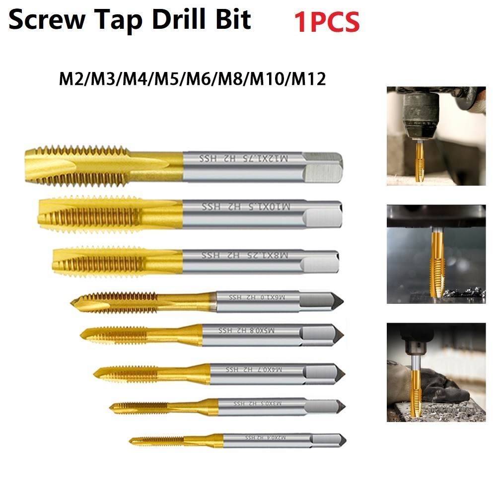 [LUMY] HSS Titanium Coating Screw Tap Drill Bit M2-M12 Metric Straight ...