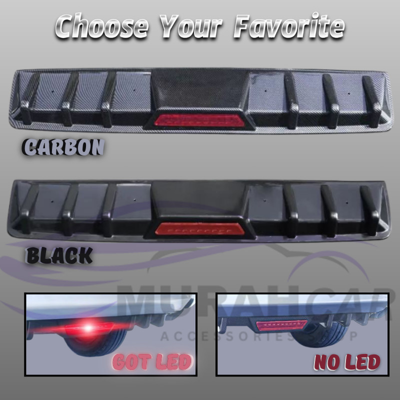 Universal 86cm Car Rear Bumper Led Chassis Spoiler Shark Deflector ...