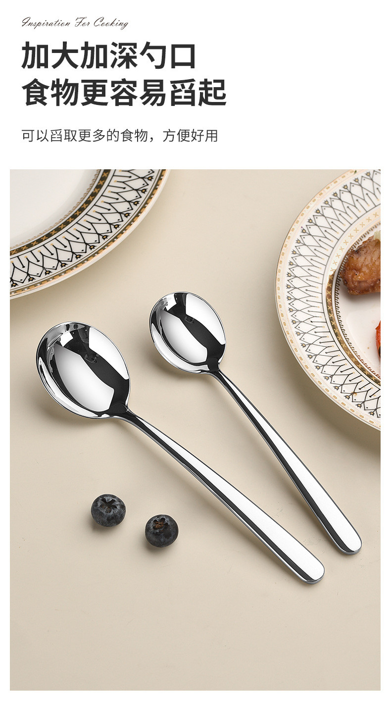 3pcs 316L Stainless Steel Spoon Uncoated Think spoon Mirror polish ...