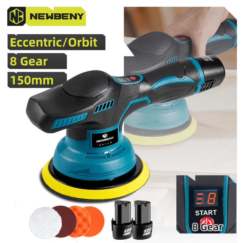 NEWBENY 12V 150mm Cordless Electric Car Polisher Efficient 8 Gears Car ...