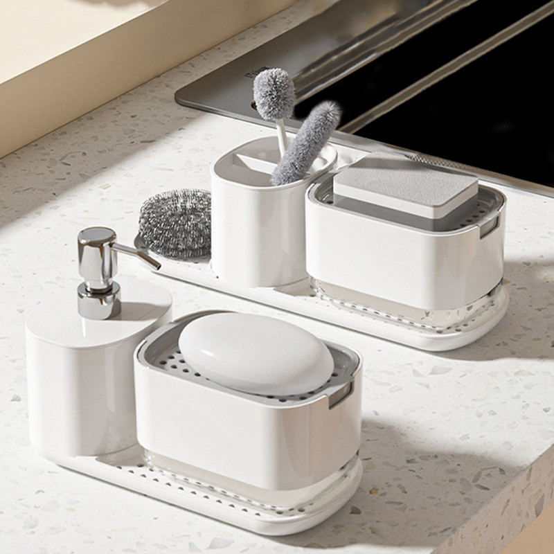 3-In-1 Press Type Kitchen Sink Hand Dish Soap Dispenser Detergent ...