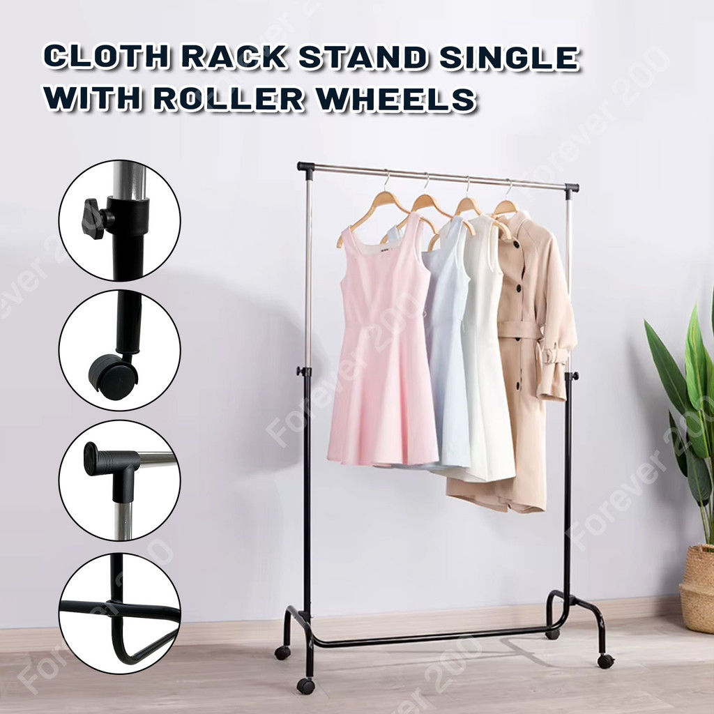 Cloth Rack Single Pole Steel Organizer Cloth Hanger Stand Laundry Rak ...