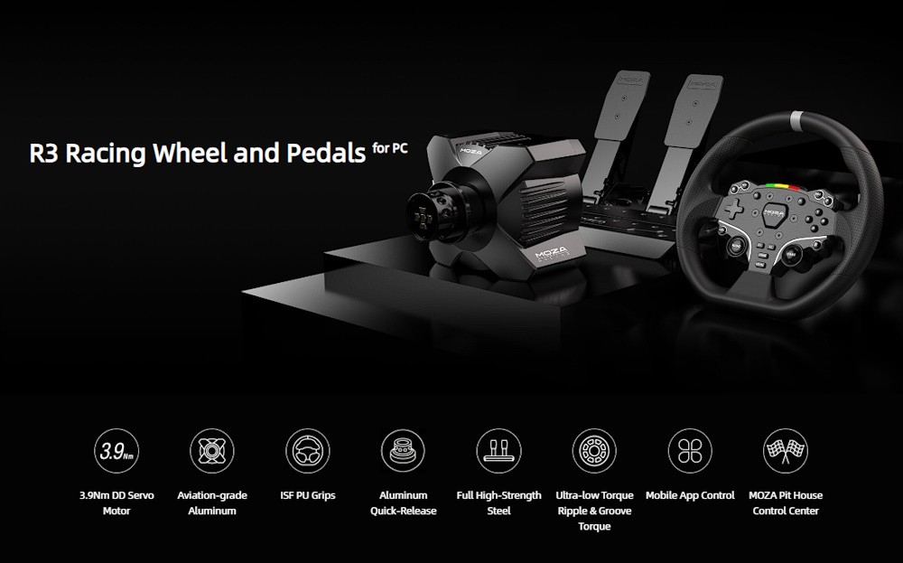 Moza R3 Racing Simulator Bundle (R3 base, ES wheel, SR-P lite 2 pedals ...