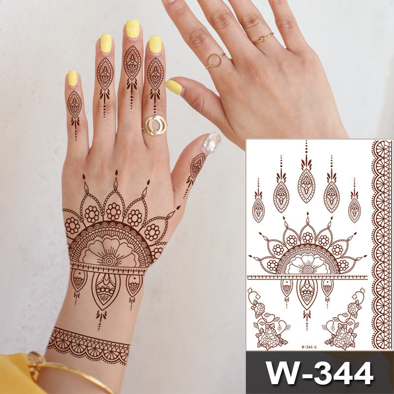 Brown Red White Henna Tattoo Stickers for Hand Foot Lace Flower Mandala ...