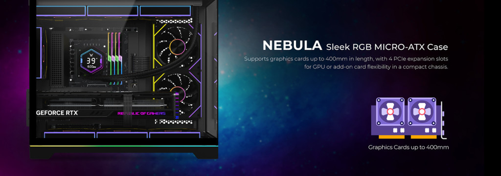 SLEVCASE NEBULA M-ATX CASE WITH 3 ARGB SLEVFLOW SPECTRA FANS - BLACK ...