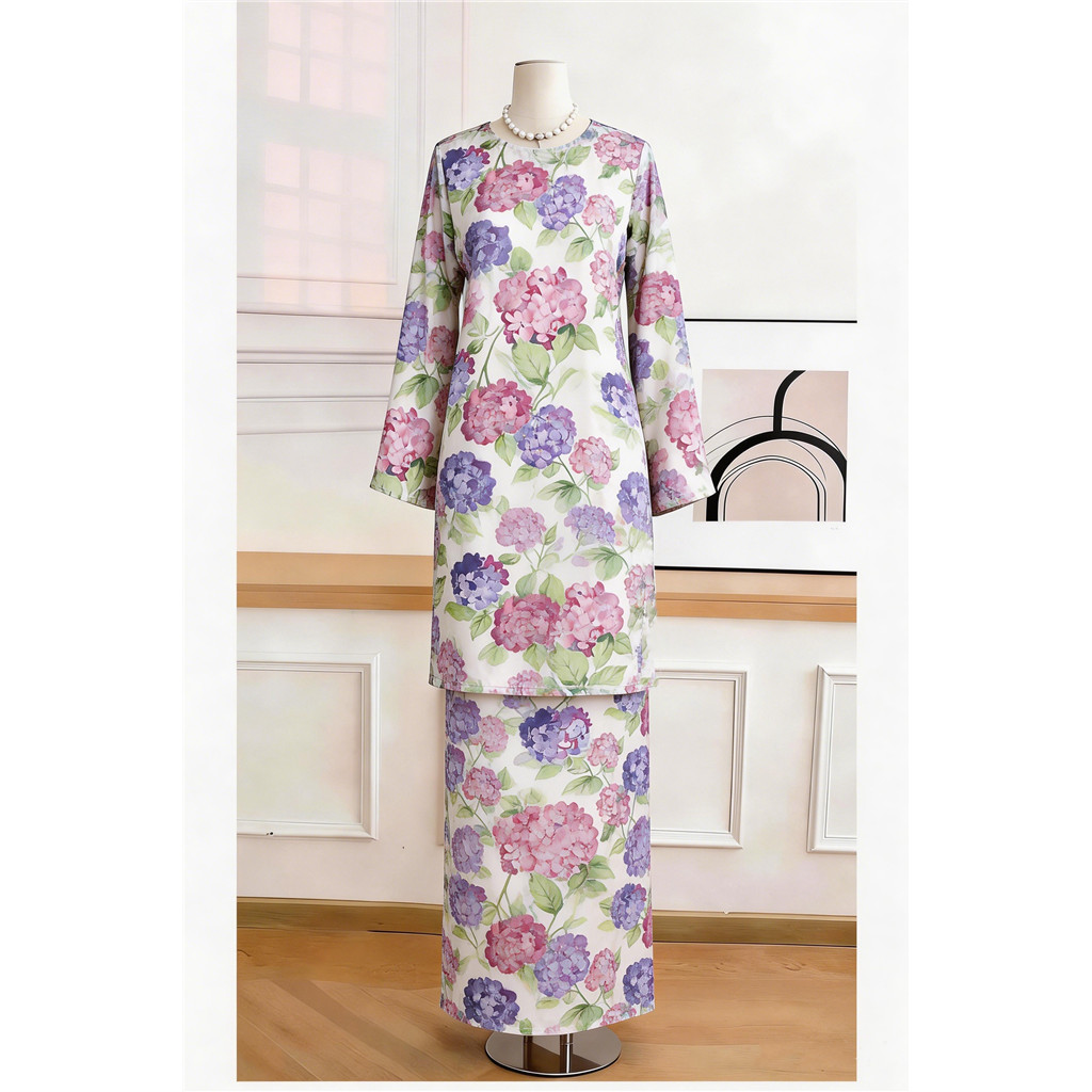 2026 New Original Malaysian Traditional Baju Kurung Floral Print Two ...