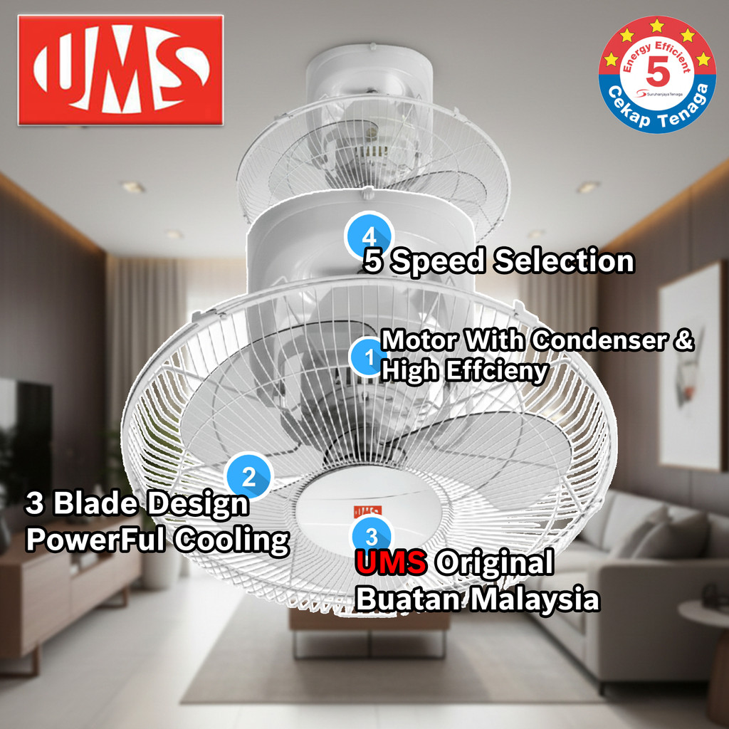 UMS 16 Inch (SIRIM) Ceiling Auto Fan 16
